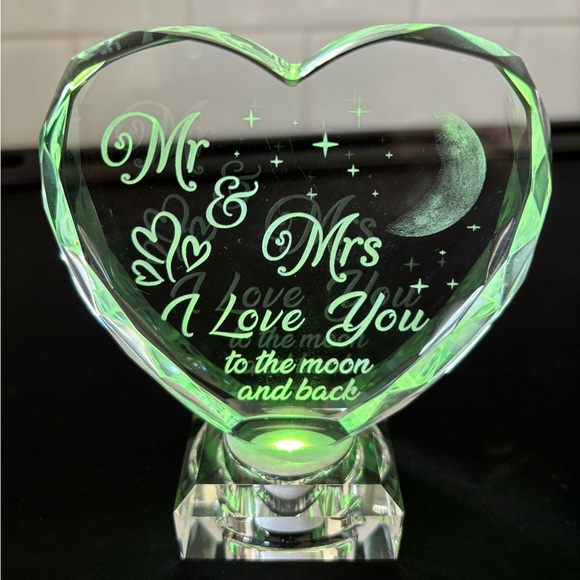 Heart-Shaped Crystal LED Light with Blue Glow - Picture 2 of 5